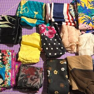 Hair scarves lot - polyester and silk